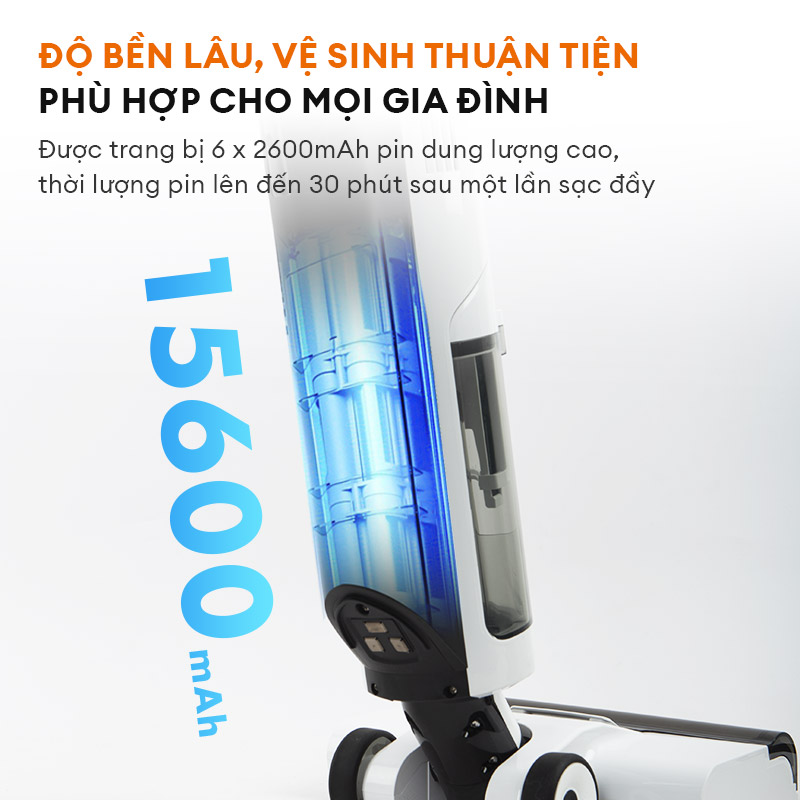 Máy lau nhà hút bụi không dây Gaabor VCF8T-WH01A lực hút 9000PA tự làm sạch thông minh - Hàng chính hãng