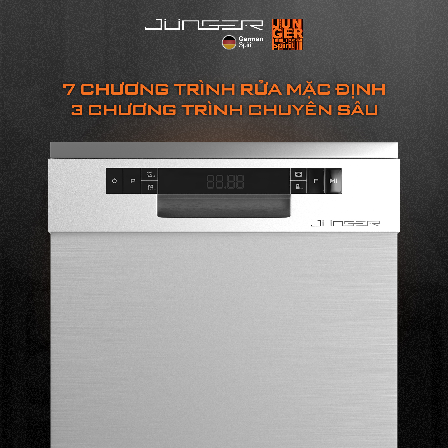 Máy rửa bát Junger DWJ-600 Dung tích 14 bộ Phím cảm ứng Hàng Chính Hãng Bảo Hành 24 Tháng