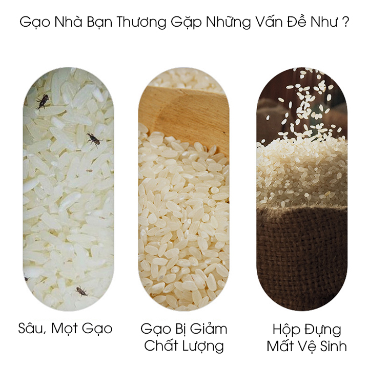 THÙNG GẠO THÔNG MINH E005 kiểu dáng Châu Âu có nắp đậy chống bụi, ẩm,nước