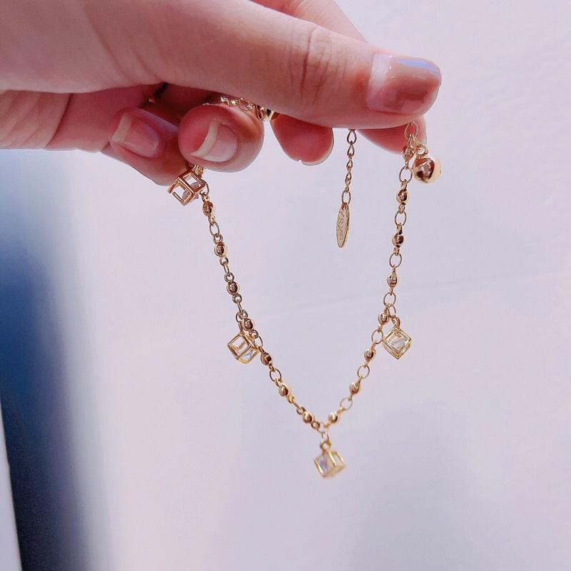 Lắc mạ vàng charm khối vuông bền màu Kami L3K0