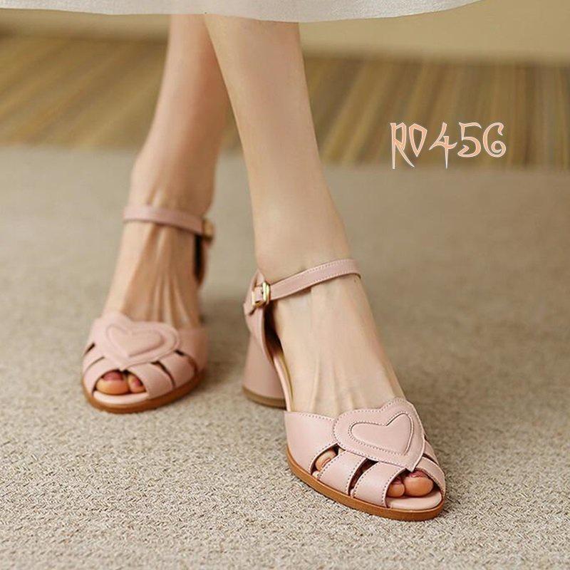 Sandal cao gót nữ hở mũi cao cấp ROSATA RO456 cao 5p - Hồng, Trắng - HÀNG VIỆT NAM CHẤT LƯỢNG QUỐC TẾ