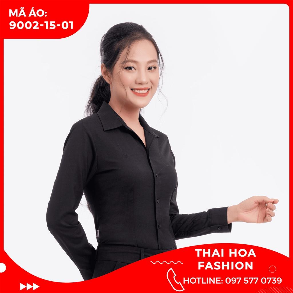 ÁO SƠ MI NỮ THÁI HÒA PHONG CÁCH CÔNG SỞ 9002-15-01 MÀU ĐEN DÀI TAY