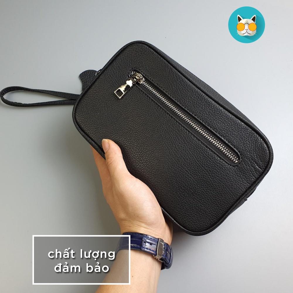 Clutch hộp da bò CL133 (Đen/Nâu