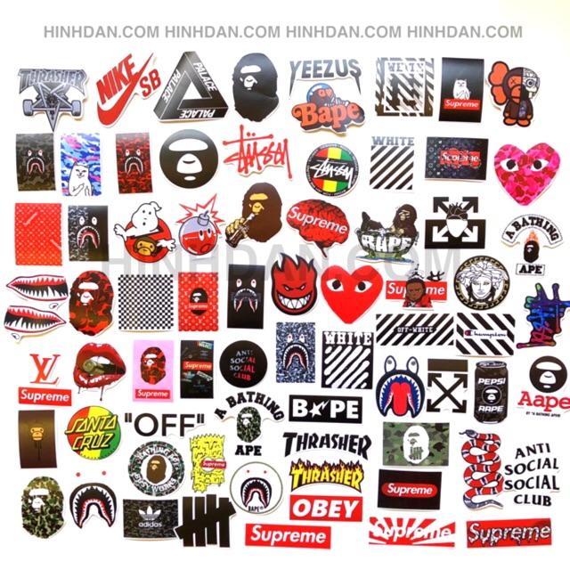 Sticker Hypebeast Bape Offwhite - Dán Trang Trí - Chất Liệu PVC Cán Màng Chất Lượng Cao Chống Nước, Chống Nắng, Không Bong Tróc Phai Màu