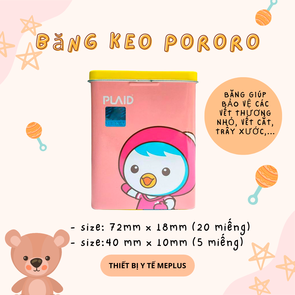 Băng keo cá nhân Pororo TINCASE màu vàng dễ thương cho da nhạy cảm YOUNG CHEMICAL VINA