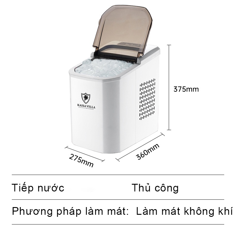 Máy Làm Đá Viên Tự Động Kaisa Villa Model JD-8076, Máy Làm Đá Nhanh Trong 10 phút, Công Suất 105W 15kg/ngày - Hàng chính hãng