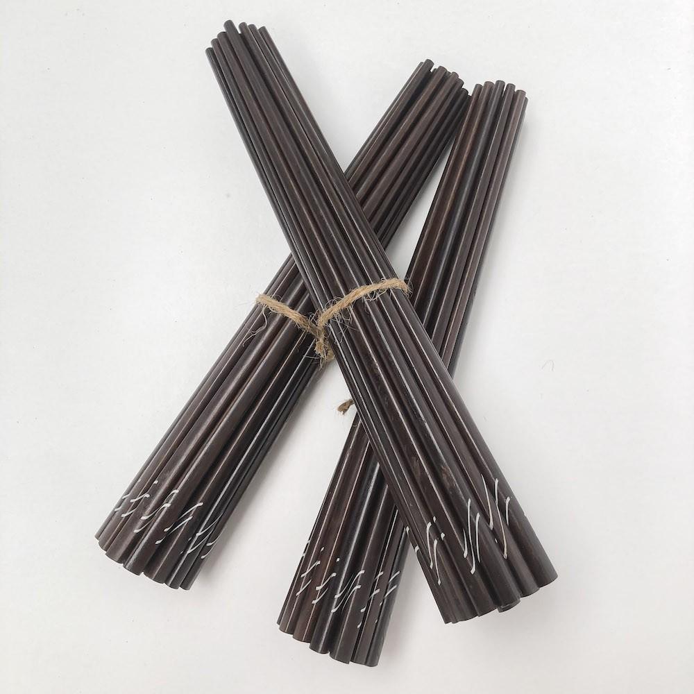 Bộ 5 đôi đũa KHẢM đũa ăn cơm cao cấp đũa gỗ TRẮC ĐEN, đũa đẹp tự nhiên không hoá chất, không cong vênh, chống mốc