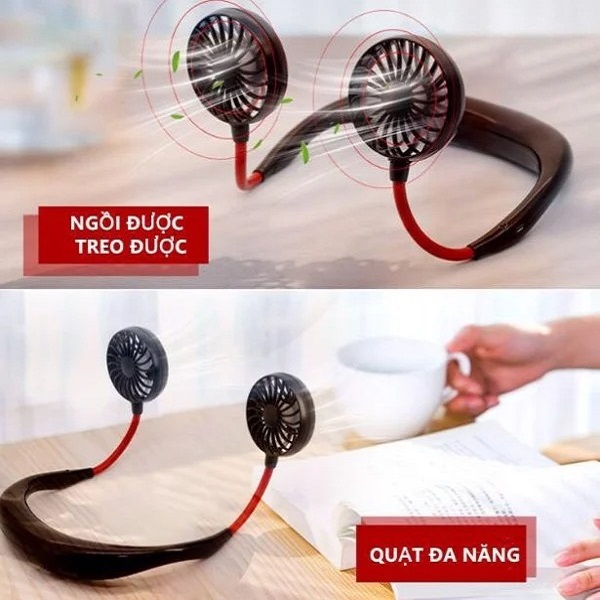 Quạt Mini Mùa Hè Đeo Cổ Tích Điện Gấp Gọn, Điều Chỉnh Hướng Theo Ý Muốn Tiện Dụng - Giao Màu Ngẫu Nhiên