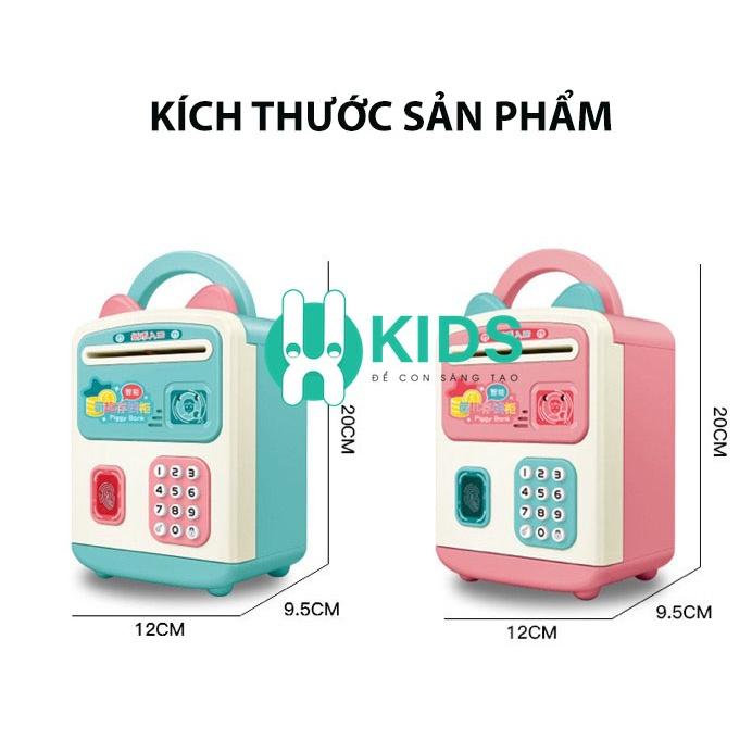 Két sắt mini cho bé mở khoá bằng vân tay, nhận dạng khuôn mặt,ống heo tiết kiệm tiền thông minh có nhạc hình mèo