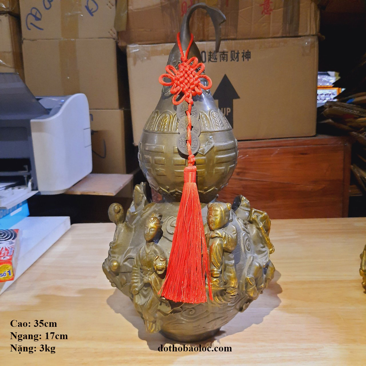 Hồ lô bát tiên phong thủy bằng đồng giả cổ