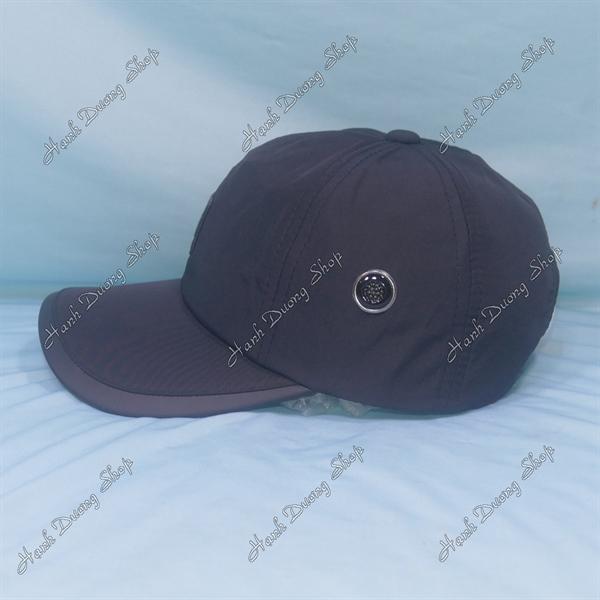 Nón kết vải dù chữ LS To sò to đẹp mắt, chất liệu vải dù, viền da mỏ kết - Đen Chữ LS To