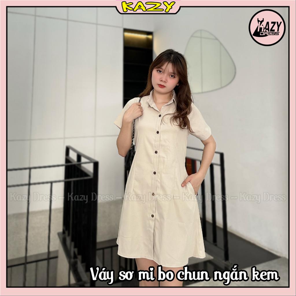 Váy sơ mi bo eo siêu xinh phong cách Hàn Quốc KAZY DRESS V031