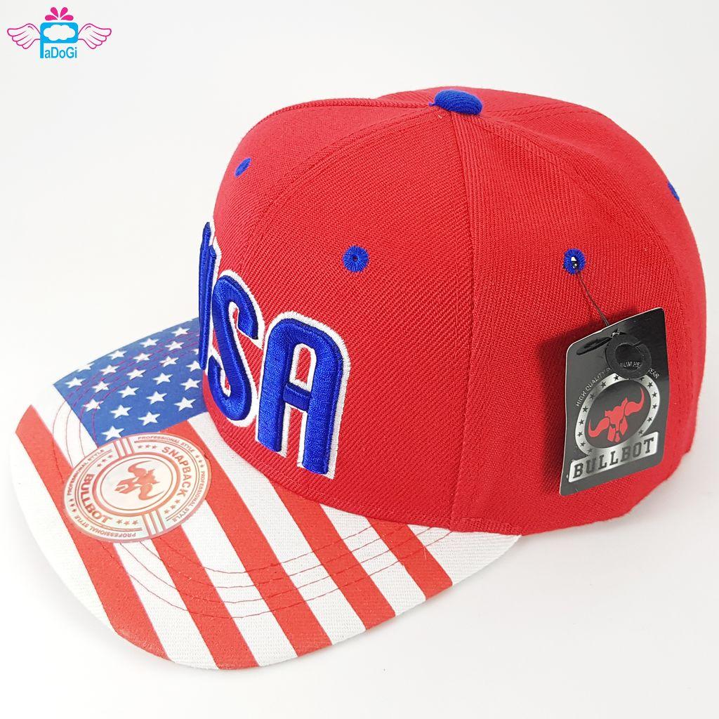 Nón Snapback Đỏ Vành Cờ USA