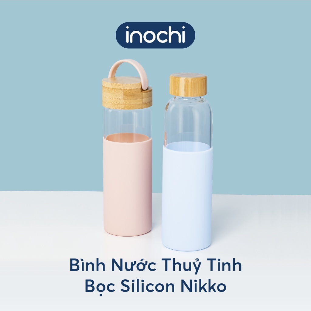 Bình nước thuỷ tinh bọc silicon Inochi - Nikko 550 ml