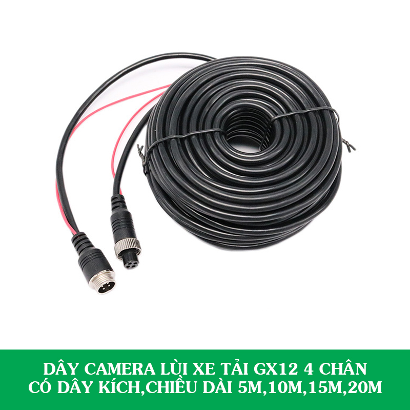 Dây Camera Lùi Xe Tải Jack GX12 4 Chân Có Dây Kích Màn Hình