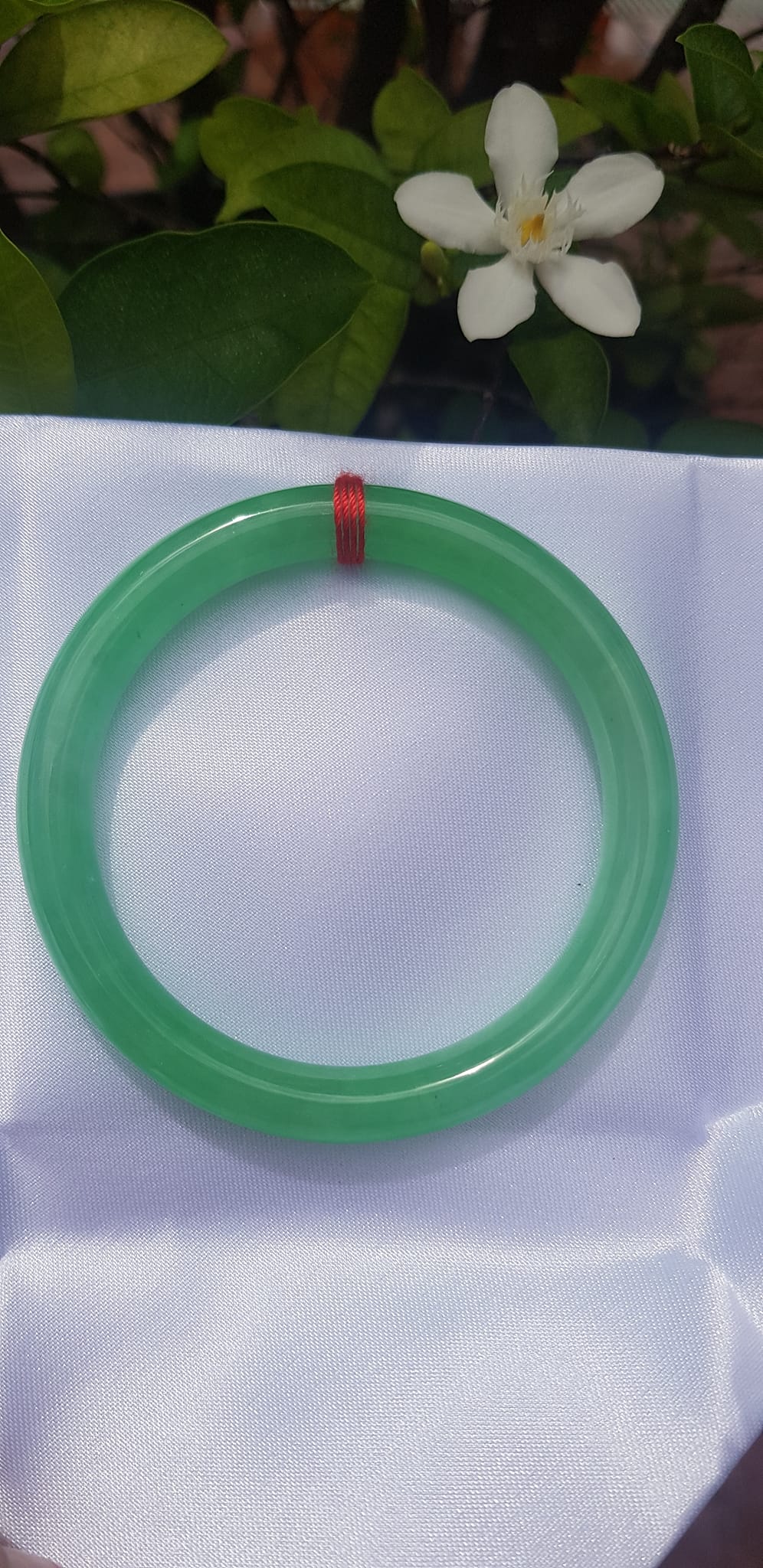 Vòng tay Nữ đá cẩm thạch Mới Lý Trong Size 54mm x cọng 7mm Vòng màu Xanh lá tươi 53kg - 62kg Nữ mệnh Mộc mệnh Hỏa Thủy đeo ạ