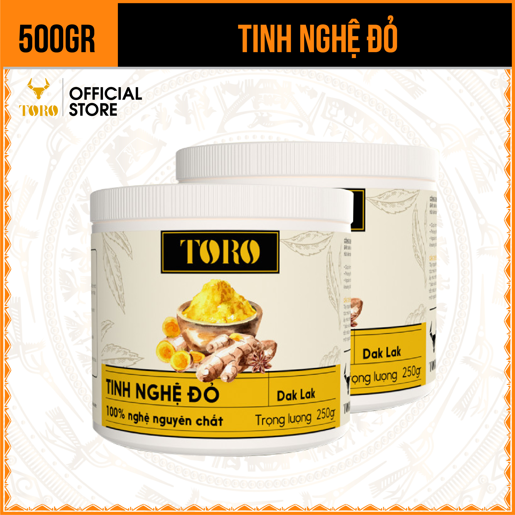 Bộ 2 Tinh Bột Nghệ Đỏ Toro Nguyên Chất 100% | 250GR/Hũ | TORO FARM