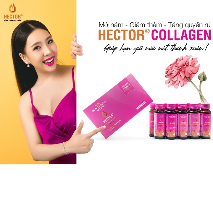 Hộp 10 chai Đông Trùng Hạ Thảo Hector Collagen tặng kèm ví duyên dáng Việt Nam