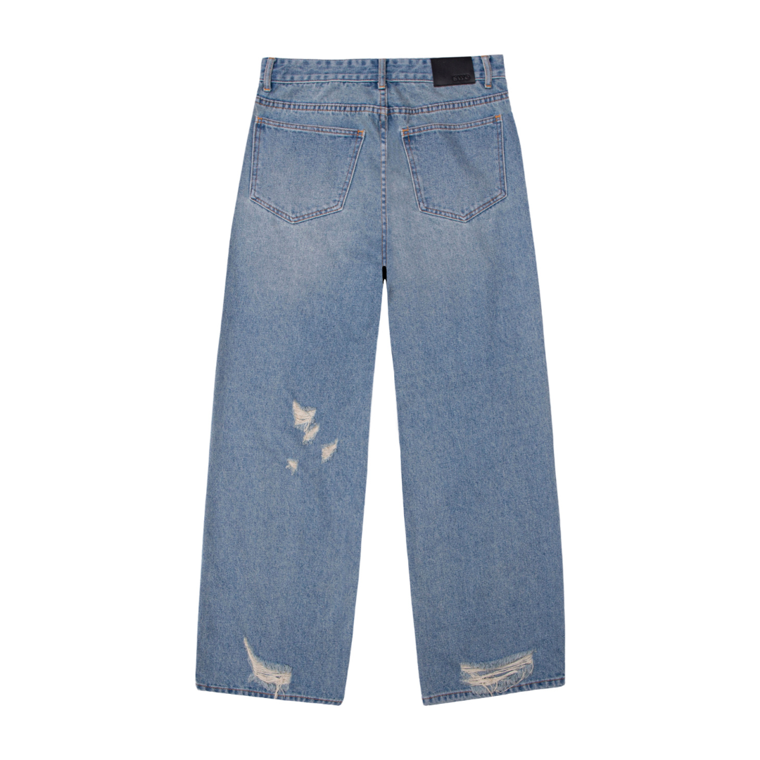 SWE - Quần Jeans nam nữ DESTROYED dáng đứng form rộng thời trang chính hãng năng động trẻ trung