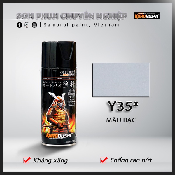 Sơn xịt Samurai Kurobushi - MÀU BẠC Y35 (400ml)