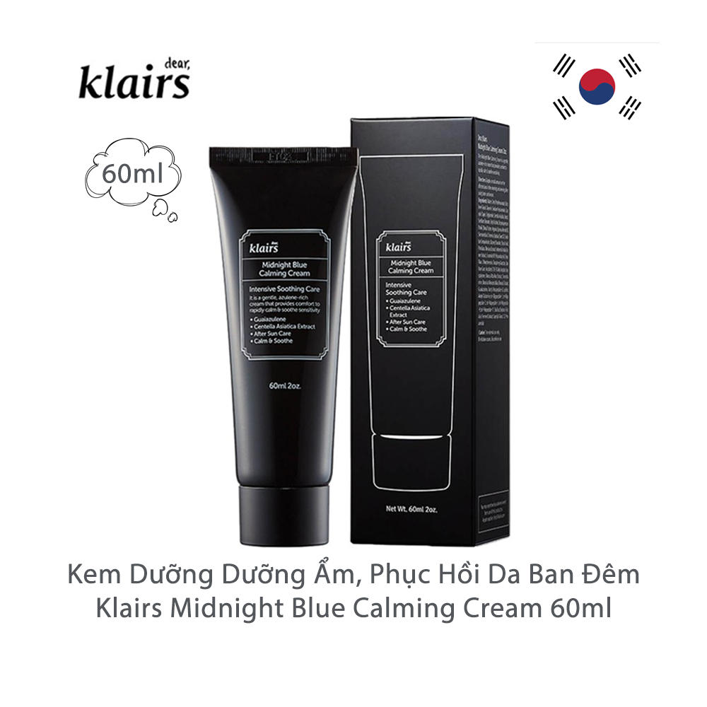 Kem Dưỡng Phục Hồi Da Ban Đêm Klairs Midnight Blue Calming Cream 60Ml