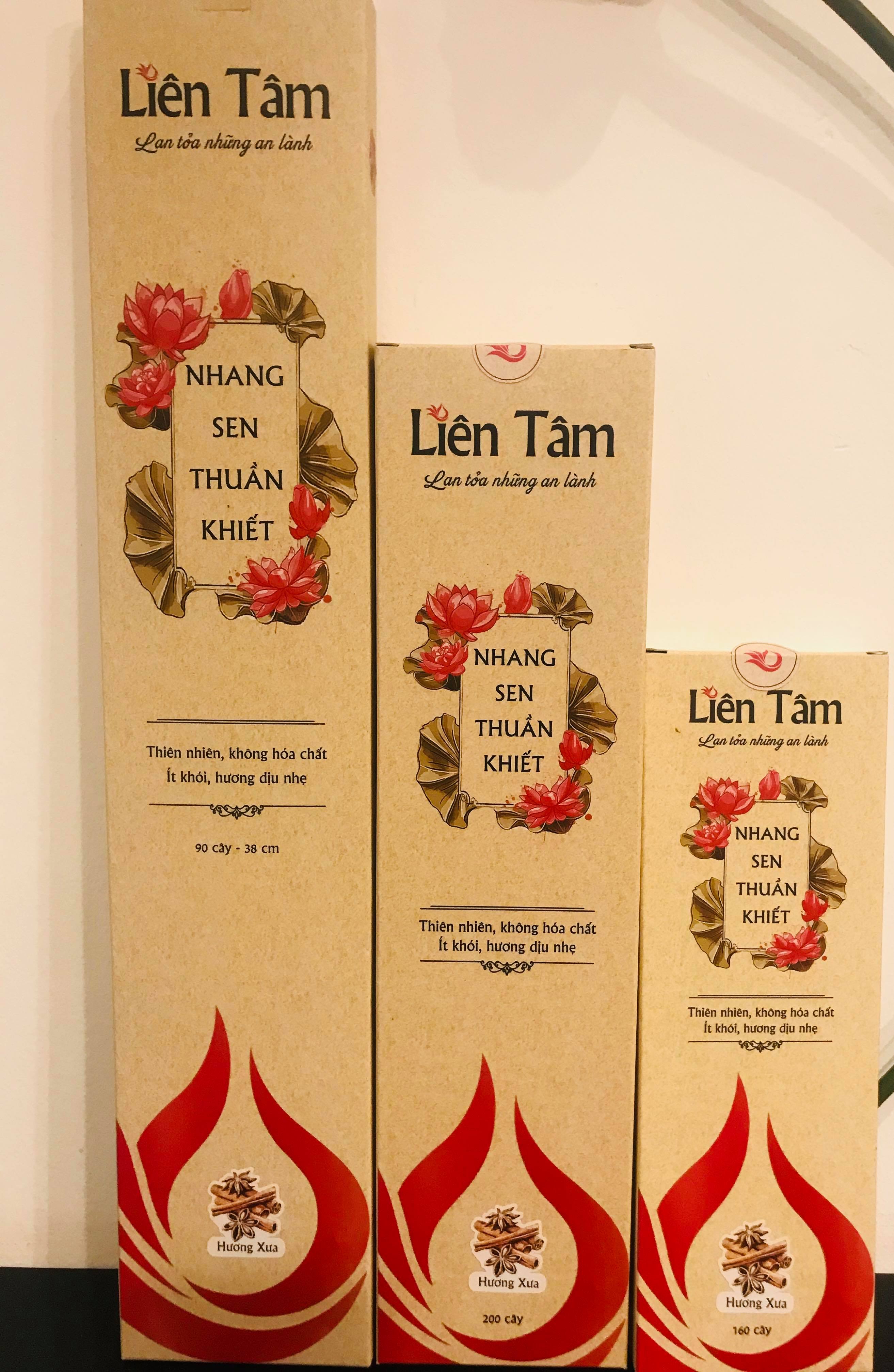 Nhang Sen Hương Xưa Liên Tâm 29cm 200 cây - Ít khói, 100% Từ Quế Hồi thiên nhiên