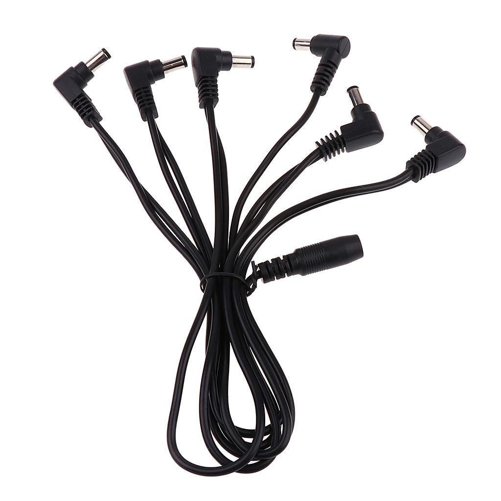 2xGuitar 6-Way Splitter Power Supply Cable for Effects Pedals Accessories, Black Color