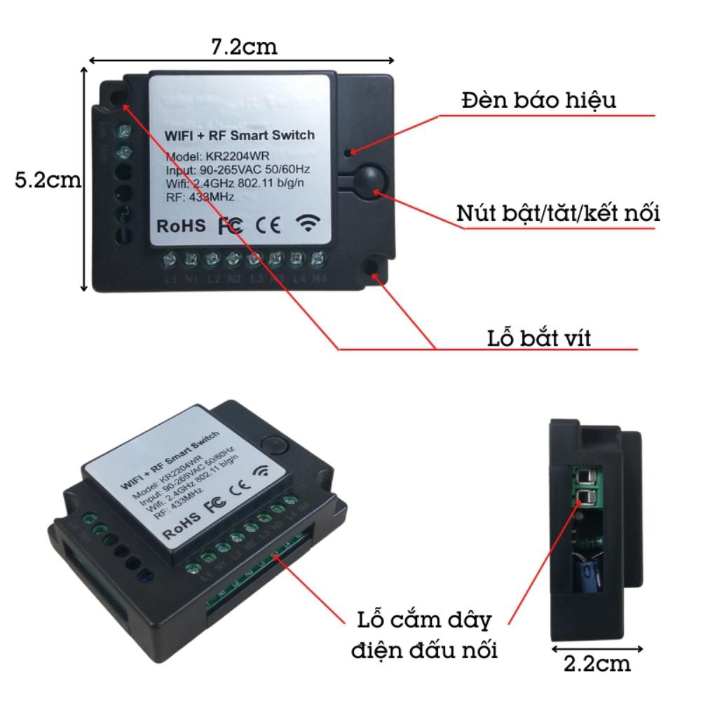 Hộp công tắc wifi 4 kênh Homematic KR2204WR