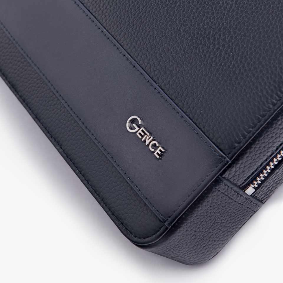 Túi Đeo Chéo Ví Da Nam Cầm Tay GENCE TC01 Chất Liệu Da Bò Cao Cấp Màu Xanh Navy