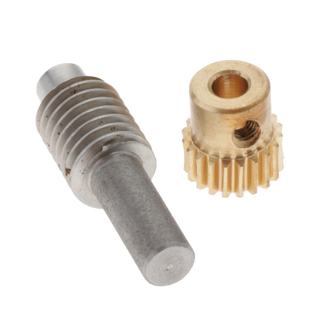 2-4pack 0.5 Modulus Brass Worm Gear Wheel + Gear Shaft Set 20 Tooth