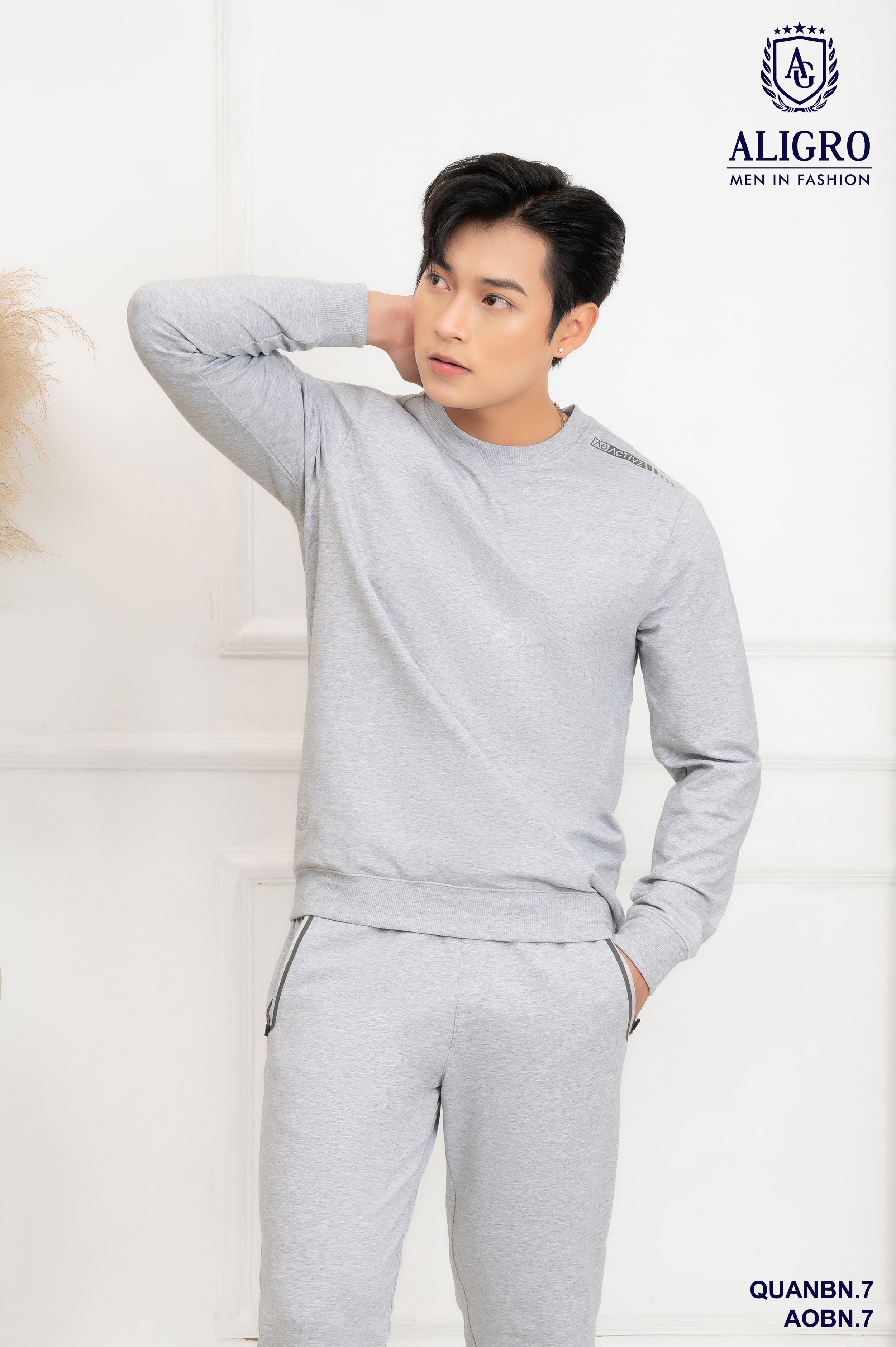 Bộ nỉ nam Aligro màu ghi xám BN7