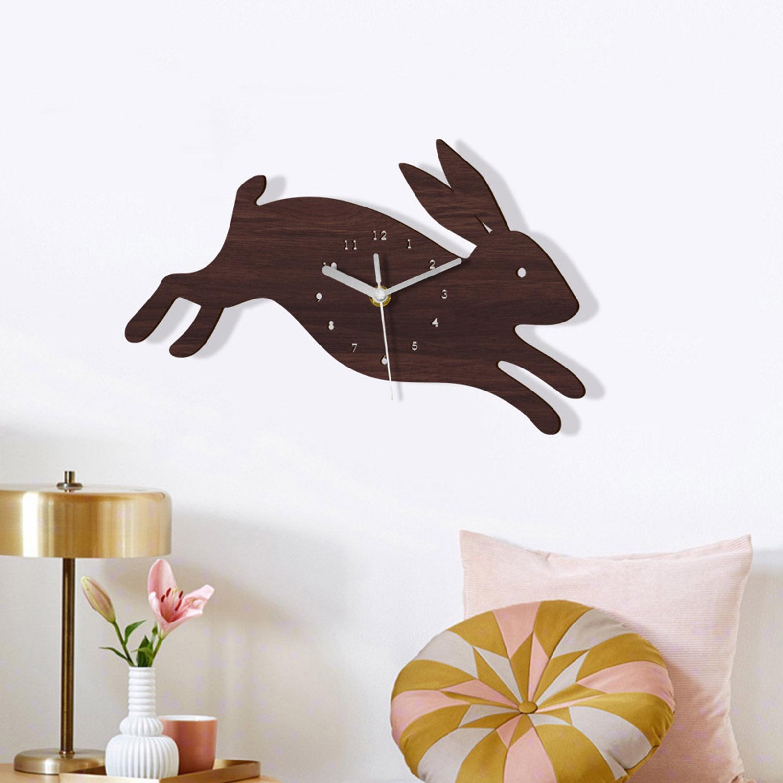 Rabbit Shape Cartoon Wall Clock Non Ticking school Adorable Durable Ornaments for Kids Decoration Nursery Decor
