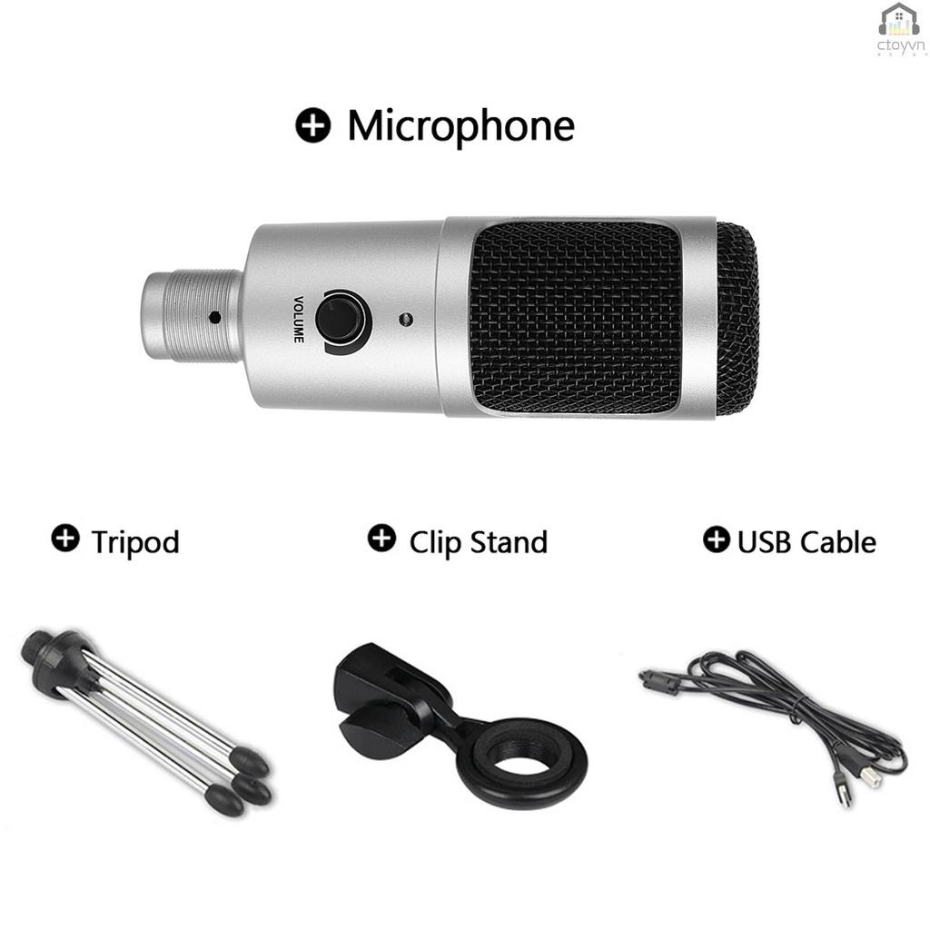 Micro USB thu âm có kẹp gắn giá đỡ ba chân cho máy tính/laptop