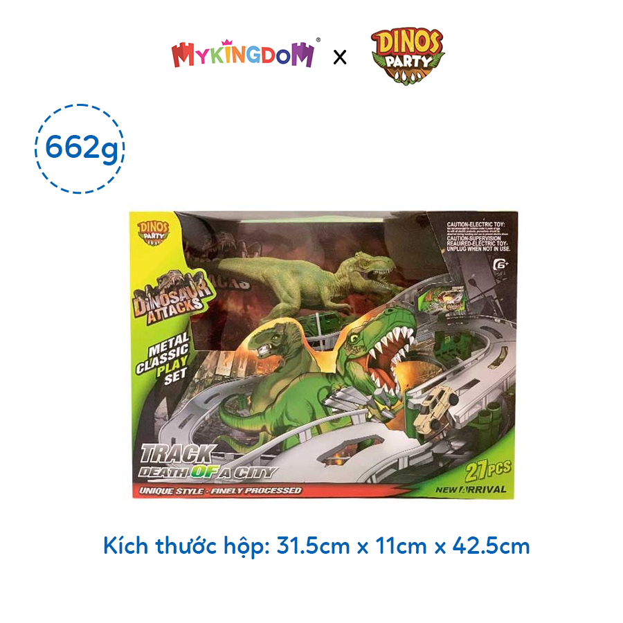 Đồ Chơi DINOS PARTY Bộ Lắp Ráp Đường Đua Thành Phố Khủng Long _Xanh CM558-12