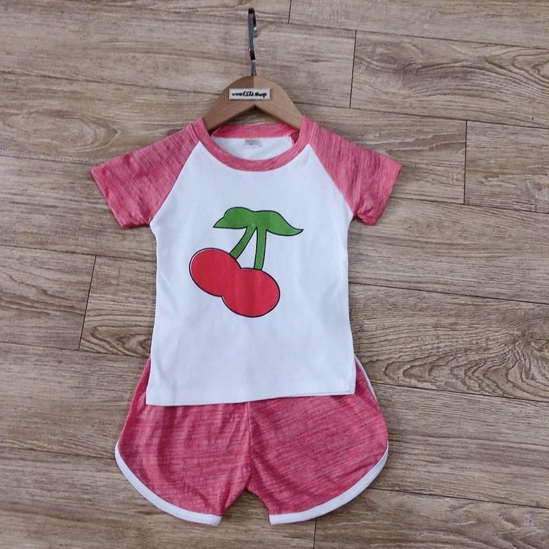 (8-18kg) Bộ cộc tay cotton mặc nhà hình hoa quả cho bé gái CiZi.shop