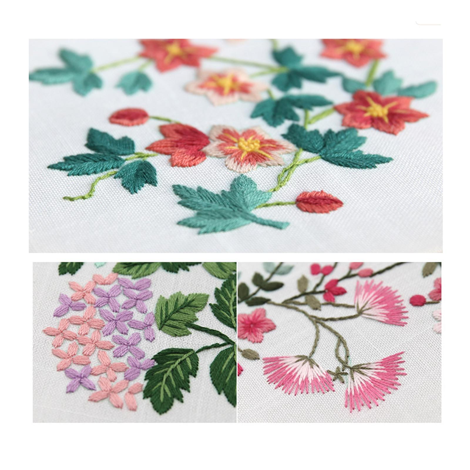 Embroidery starter Kit, Flower Pattern Cross Stitch for Beginners Adults, with Embroidery Hoop Cloth Thread Needlepoint Kit Floral Series