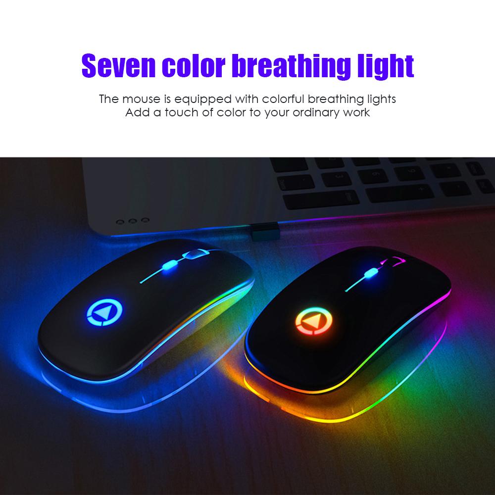 Chuột Không Dây RGB Bluetooth-Tương Thích Máy Tính Im Lặng Sạc Thiết Chuột Quang Chơi Game Máy Tính Laptop