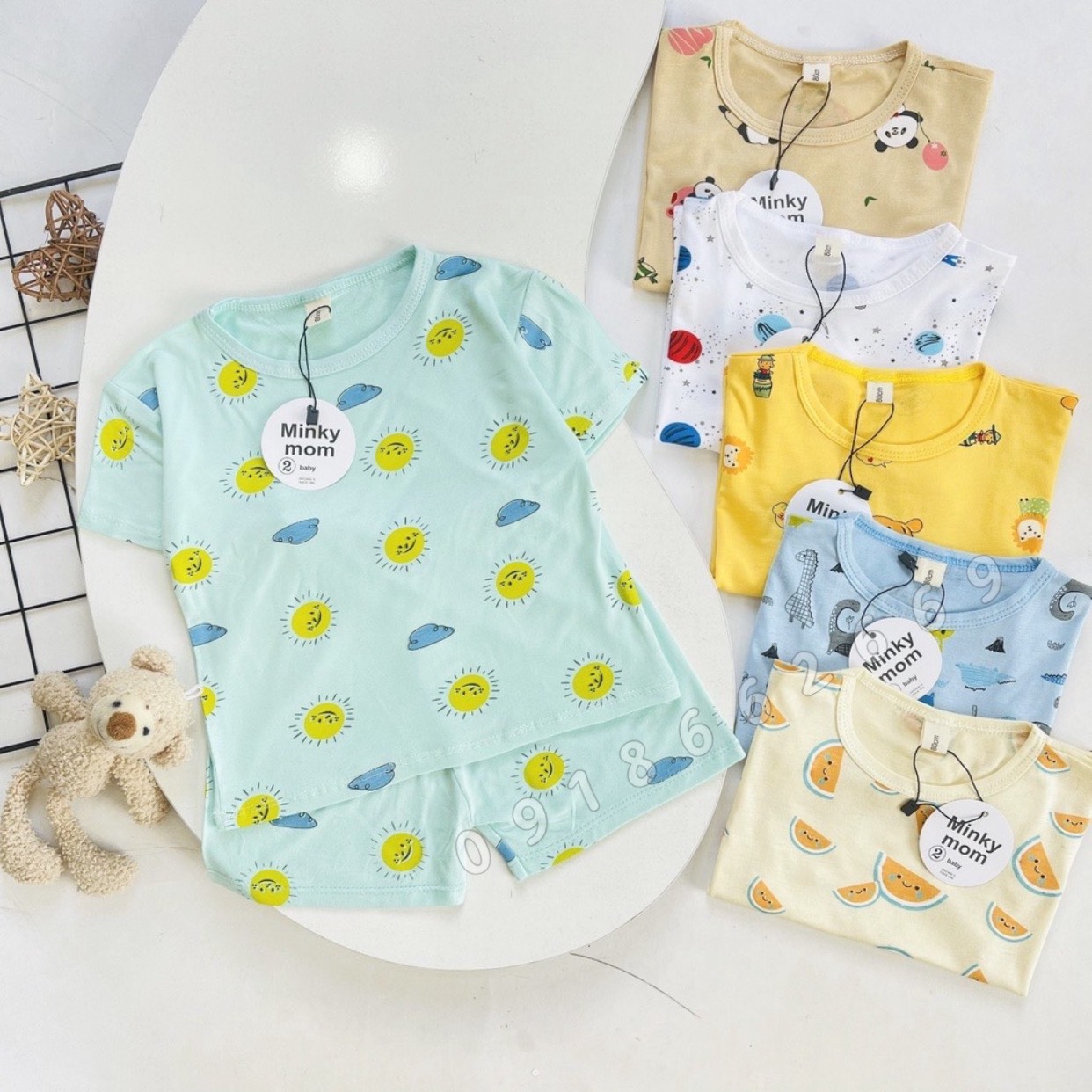 Bộ minky họa tiết cao cấp cho bé gái, bé trai size từ 3- 18 kg