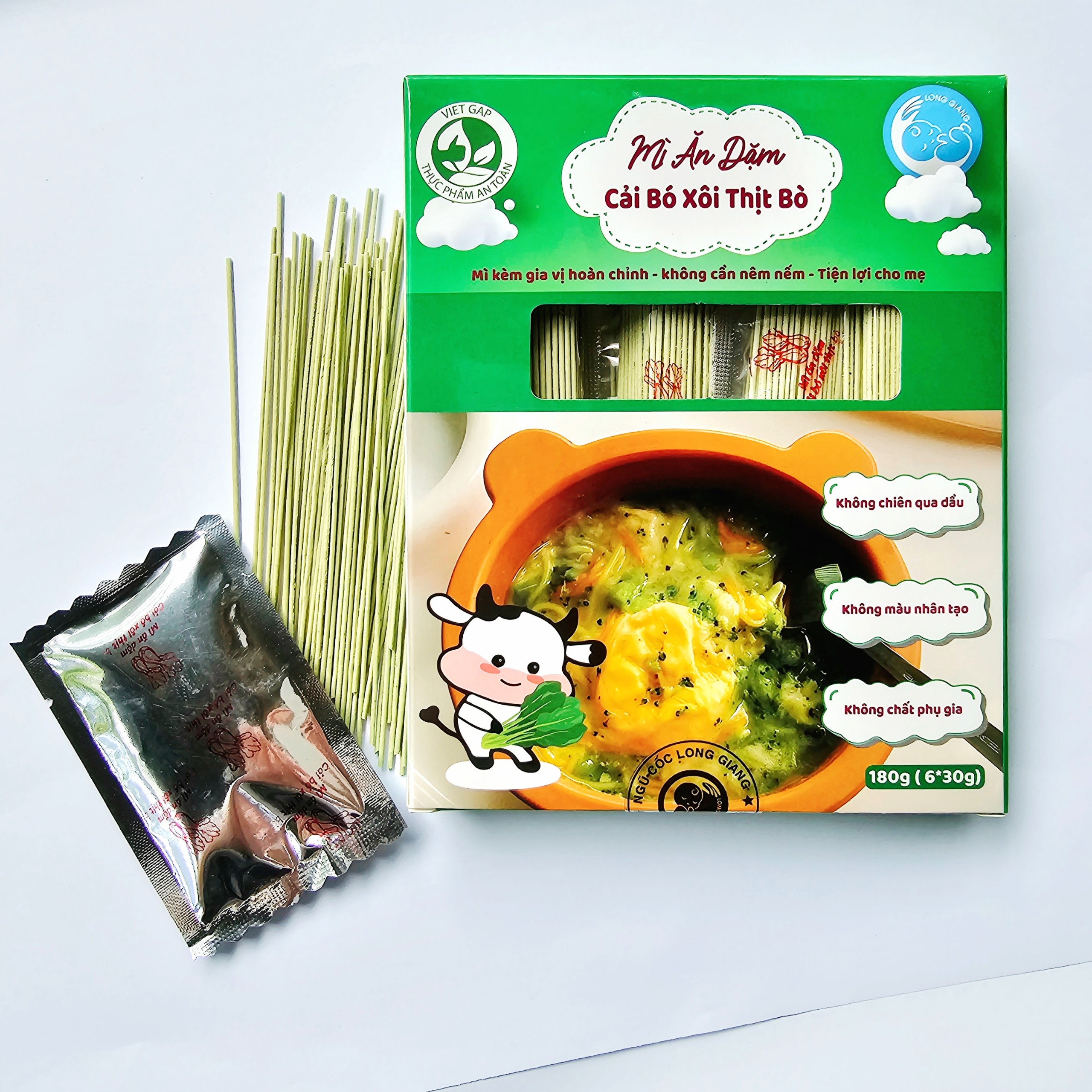 Mỳ Ăn Dặm Cải Bó Xôi  Thị Bò Long Giang