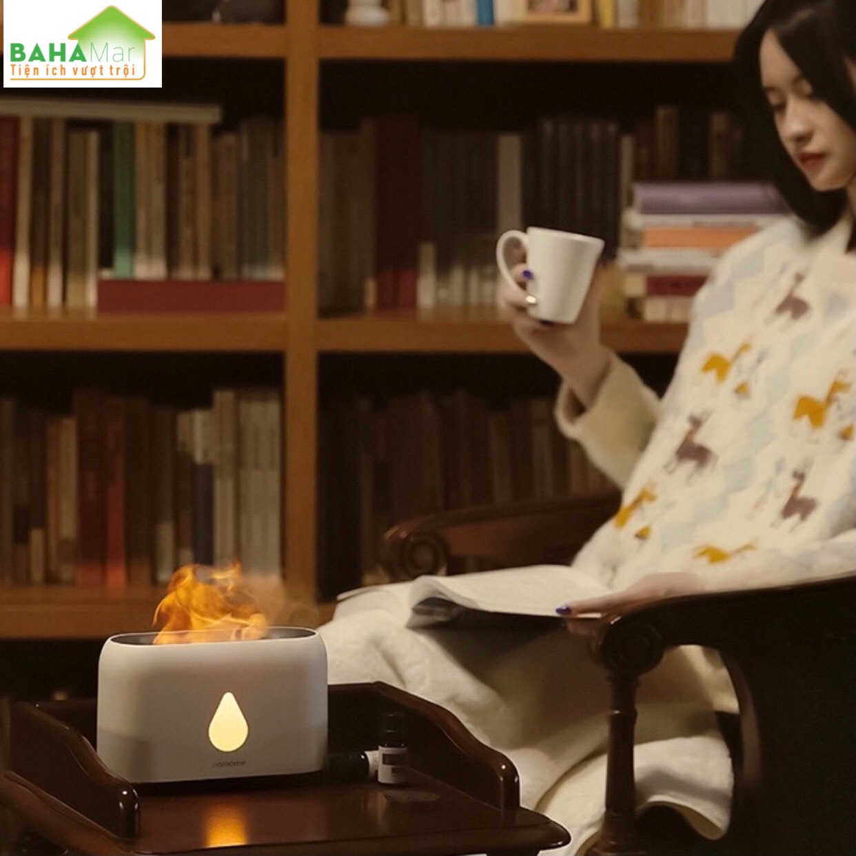 MÁY PHUN SƯƠNG TẠO ẨM MÔ PHỎNG NGỌN LỬA 3D ĐÈN LED - KHUẾCH TÁN TINH DẦU "BAHAMAR"