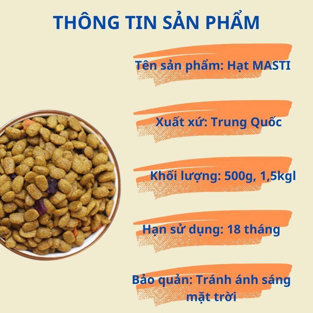 Thức ăn hạt MASTI có mix hoa quả sấy, cung cấp đủ dinh dưỡng cho chó - Gói 500g/ 1,5kg