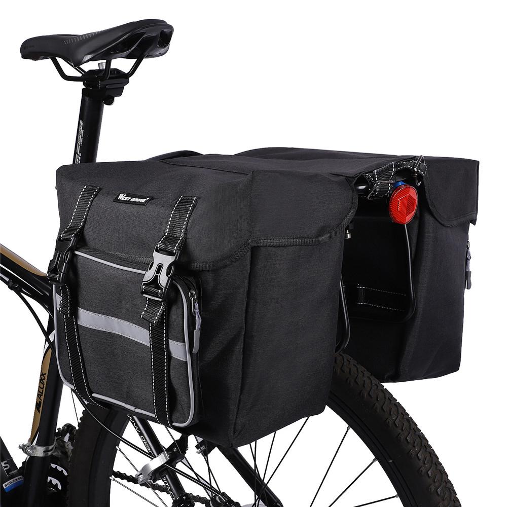 Túi đôi Pannier gắn yên xe đạp bằng Polyester sức chứa lớn 28L chống mài mòn chống nước phản quang
