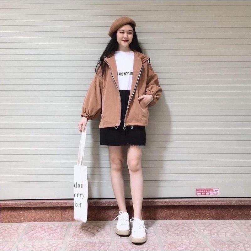 Áo Khoác Da Lộn 2 Lớp Trơn Tay Cánh Dơi Có Mũ Khóa Dây Kéo Hottren Form Dưới 65kg