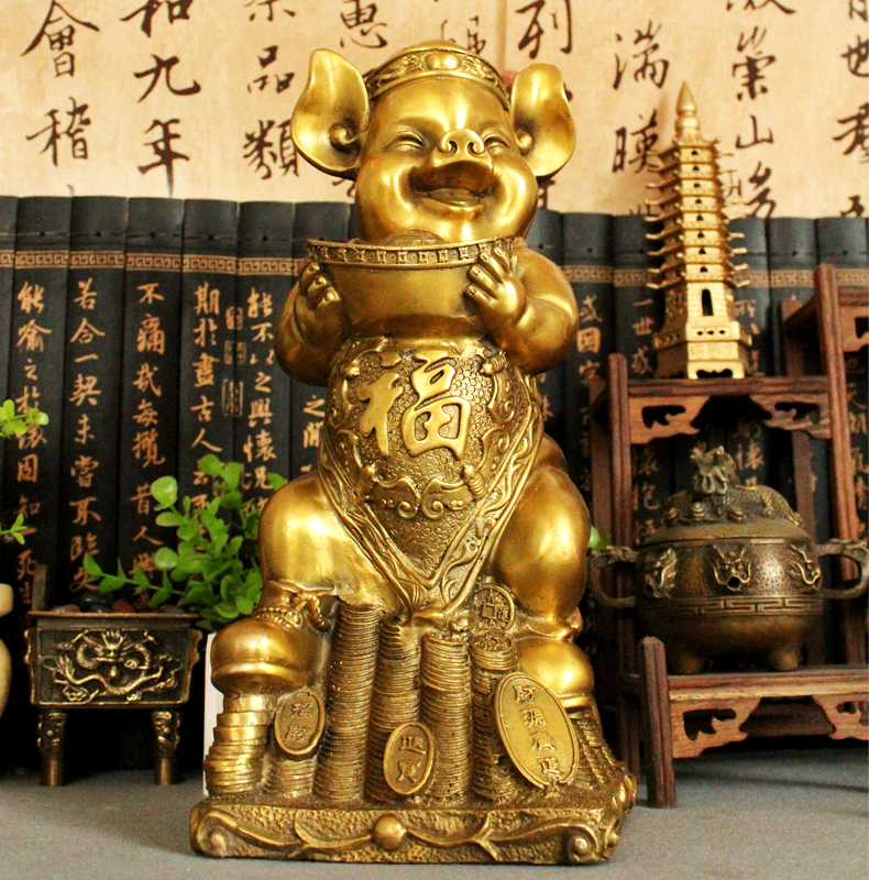 Tượng Con Heo (Hợi Lợn ) mỹ nghệ bằng đồng thau phong thủy may mắn và thinh vượng