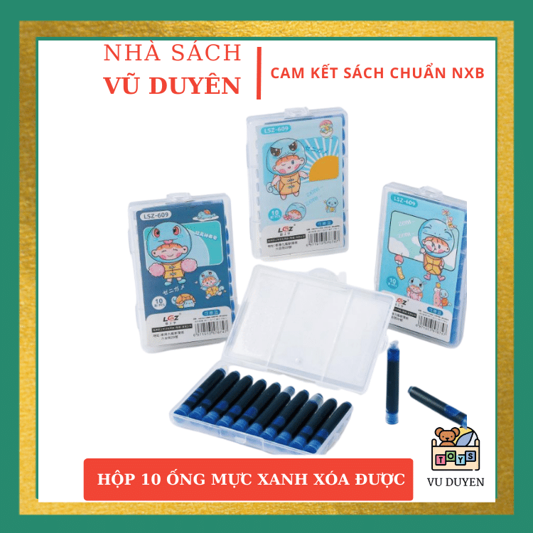 Hộp 10 ống mực xanh cỡ 3,4mm dùng được cho các bút mực luyện chữ