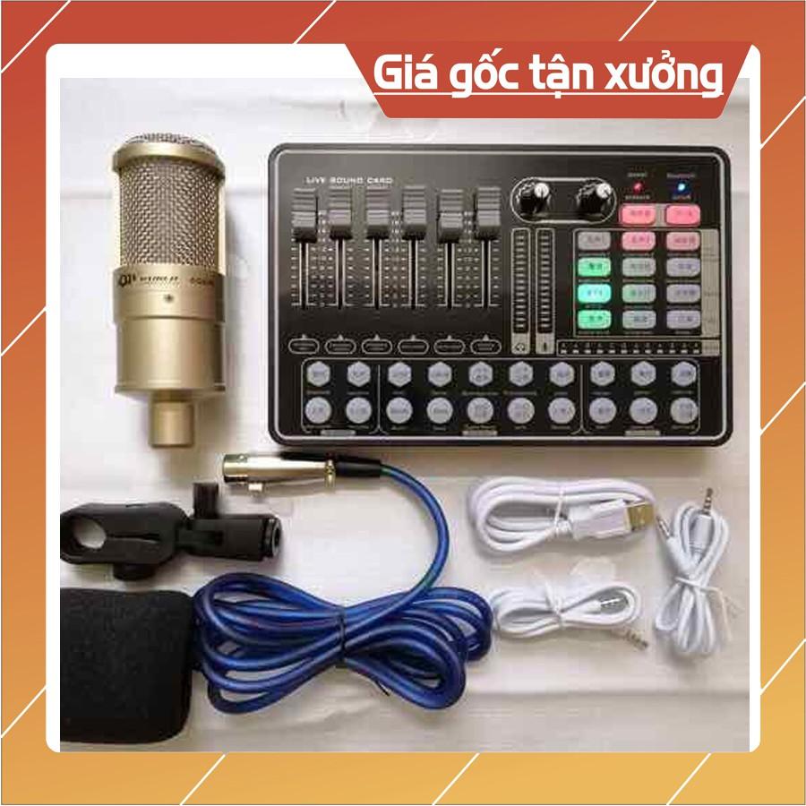 Bộ livestream Thu Âm mic AQ220 Sound card H9 autu-tune có Bluetooth