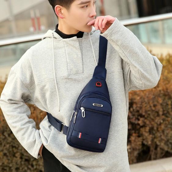 Túi đeo chéo nam vải canvas chống nước 3 ngăn phong cách Hàn Quốc