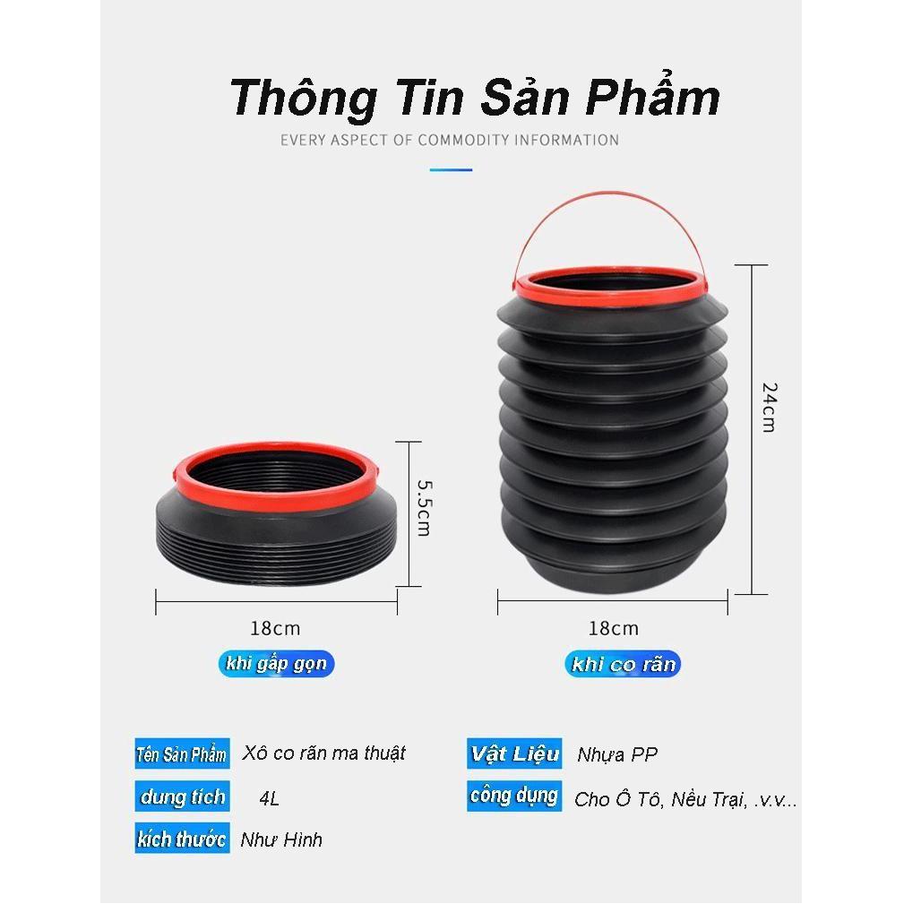 Thùng rác co giãn gấp gọn trên oto dung tích 4l