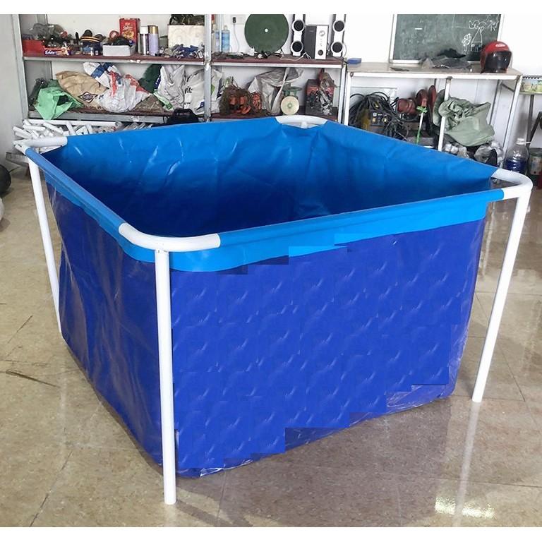 Bể bơi mini 1.3 x 1.3 x 0.6m cho bé bể bơi khung kim loại, bể bơi lắp ghép bạt dày 0.6mm