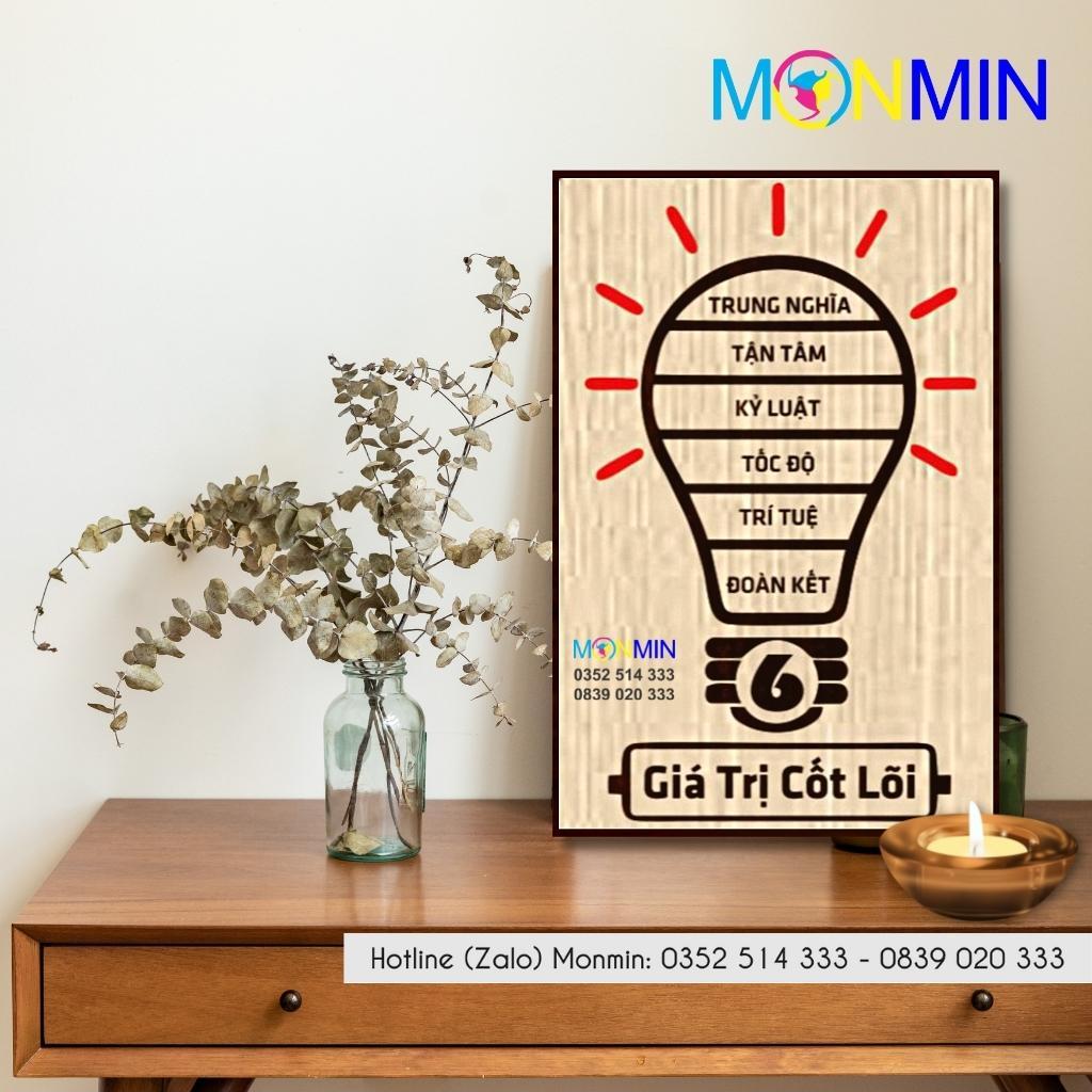 Tranh gỗ slogan tạo động lực Monmin M137 - Giá Trị Cốt Lõi